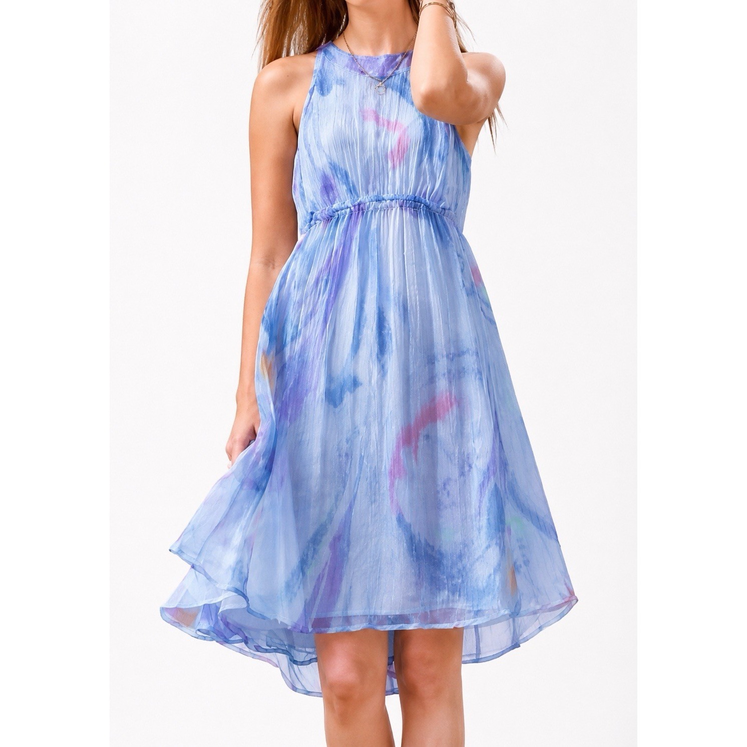 Sundance Blue Watercolor Dress M Ethereal Boho Fairycore Flowy Garden Party Euc